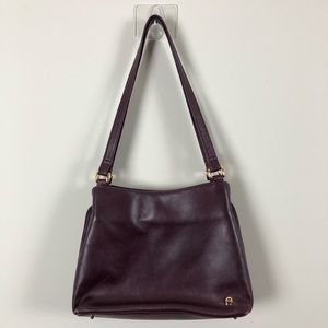 Etienne Aigner Plum Leather Handbag